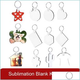 Keychains Sublimation Keychain Blanks Circle Square Rec Heat Transfer Diy Blank Keychains Gift Key Rings For Present Maki Carshop2006 Dh8G9