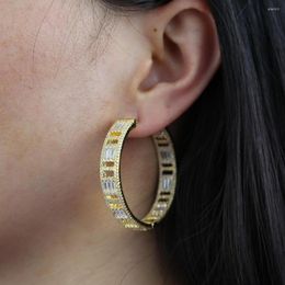 simple hoops Australia - Hoop Earrings Fashion With Baguette Cz Rhinestone Paved Circle Simple 45mm Big Loop For Women