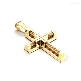 Pendant Necklaces BOEYCJR Gold Colour Rebar Design Cross Necklace&Pendant Fashion Jewellery HipHop Punk Lucky Necklace For Men Or Women