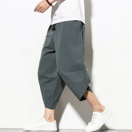 Men's Pants Drop Summer Cotton Harem Pants Men Casual Hip Hop Trousers Cross Bloomers Calf-Length Pants Joggers Streetwear 220907