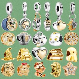 925 Silver Charm Beads Dangle Soul Gold Colour Heart Flowers Joey Goner Bead Fit Pandora Charms Bracelet DIY Jewellery Accessories