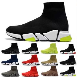 Опт Тренеры кроссовки женщин повседневная обувь носки для обуви для открытых дизайнерских носков Speed ​​Graffiti Платформа Menser Runner Black White Master Sneaker Classic Speeds Trainer 1.0 2.0