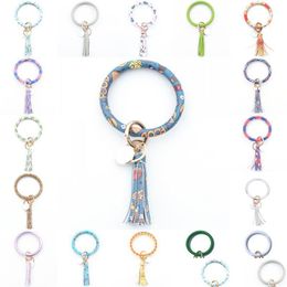 Charm Bracelets Leather Wristlet Keychain Bracelets Bangle Creative Round Key Ring Large Circle Tassel Keychains Bracelet Holder For Dhc34