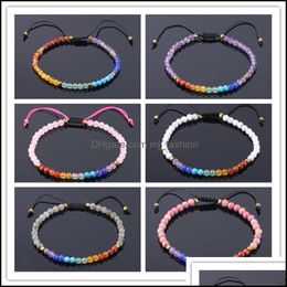 Beaded Strands 7 Chakra Strands Bracelets For Women 4Mm Crystals And Healing Stones Beaded Bracelet Meditation Yoga Jew Dhseller2010 Dhgjz