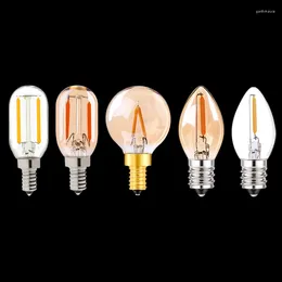 led 1w UK - T20 Globe Vintage LED Filament Light Bulb 1W 2200K E12 E14 110V 220V Gold Tint Dimmable Lamp Decorative Chandelier