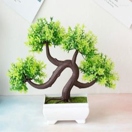 Decorative Flowers Artificial Plastic Plant Bonsai Lifelike Fake Flower Plants Potted For Home Garden El Decor Party Accessories Craft