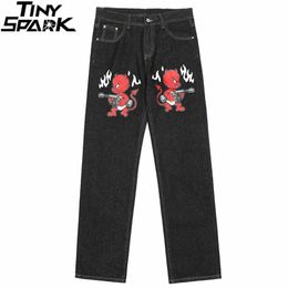 Men's Pants Men Hip Hop Denim Streetwear Evil Devil Gun Printed Harajuku Cotton Joggers Jeans Trousers Harem 220907