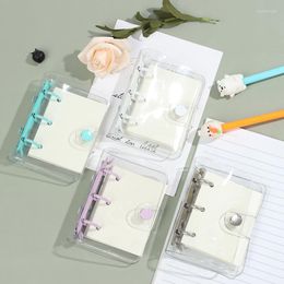 Cute Transparent 3 Ring Mini Loose-leaf Notebook Student Portable Hand Book Binder Kawaii School Supplies Stationery