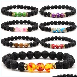 Charm Bracelets 7 Chakra Bracelets For Men Women Natural Lava Stones Aromatherapy Essential Oil Diffuser Bracelet Yoga E Dhseller2010 Dhads