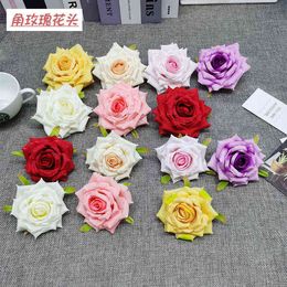 Faux Floral Greenery 50 pcsparty Artificial Flowers Rose Heads 10Cm For Wedding Car Decorative Diy Scrapbooking Simulation Fake Rose Flower Wall Crafts J220906