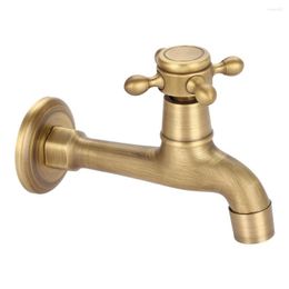 Kitchen Faucets Wall Mounted Vintage Solid Brass Faucet Single Cold Water Tape Sink Mop Pool Classic Hand-Brushed Copper