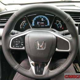 private custom leather hand sewn steering wheel cover For Honda Civic CRV Crider avancier accord urv car accessories