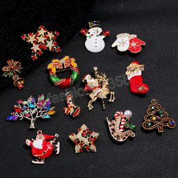 Christmas Brooches For Women Snowman Santa Tree Bells Brooch Pin Badges Christmas Gifts Accessories Fine Jewelry