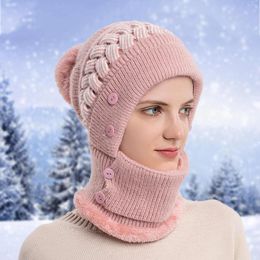 Berets Warm Winter Hats Men's Ear Warmers Integrated Bib Cold-Proof Women Outdoor Face Lamb Hat For Girls