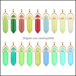 Charms Wholesale Highlight Colour Luminous Stone Hexagon Charms Pendant Trendy Sier Golden For Earrings Necklace Jewellery Dhseller2010 Dhrn1