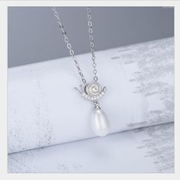 Pendant Necklaces 925 Sterling Silver Natural Freshwater Pearl Necklace For Kids Girls Christmas Gift Fashion Cubic Zirconia Pendants