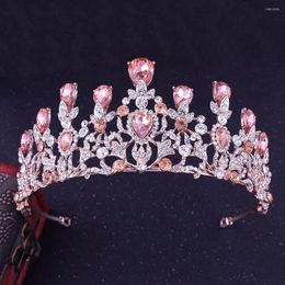 Hair Clips Baroque Rose Gold Gorgeous Crystal Tiaras Bridal Crown Rhinestone Pageant Prom Diadem Bride Headband Wedding Jewelry