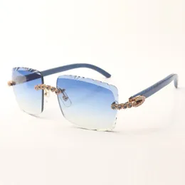 Blue Bouquet Diamond Sunglasses 3524020 with blue Wooden Temples and 58mm Cut Lenses Thickness 3mm