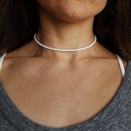 Bohemia White Bead Choker Necklace For Women Vintage Chain Neckace