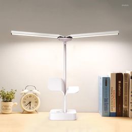 Table Lamps Stepless Dimmable Desk Reading Light Dual Head Rotatable Touch Switch LED Lamp USB Charging Eye Protection