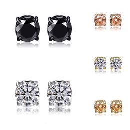 10 Pairs Magnetic Stainless Steel CZ Stud Earrings Set Round Crystal Cubic Zirconia Studs Non Pierced Clip On Hip Hop Unisex Jewellery 6MM 8MM