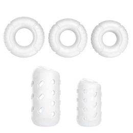 Nxy Chastity Devices 5pcs/set Foreskin Correction Cock Rings Male Device Delay Ejaculation Reusable Penis Extender Sex Toys for Men 220829