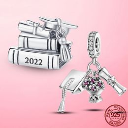 Charm-Perlen aus 925er-Silber, baumelnde Abschlussbücher, Charm-Perle, passend für Pandora-Charm-Armbänder, DIY-Schmuckzubehör