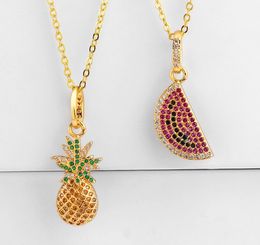 Jewellery Necklaces Pendants watermelon pineapple fruit chain necklace Zirconia Jewellery Cubic Crystal Cz Fashion Charm 4ejw