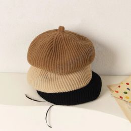 Корейская зимняя детская шляпа Берет Осень Сплошные Полоса
