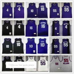 Retro Basketball Webber 10 Mike 4 Chirs Bibby stojakovic 55 Jason 16 peja Williams Blue White Black High Quality Jersey Size