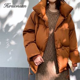 Womens Down Parkas Hirsionsan Thickening Oversized Winter Jacket Women Cotton Liner Cropped Padded Female Warm Coats Casual Clothes 220906