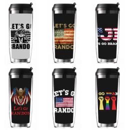 350ml 12OZ Let's Go Brandon Travel Mug With Lid Sport Water Bottle Insulated Double Wall Non Spill Easy Grip Coffee Tea Hot Drinks Cups US Flag Eagle Print