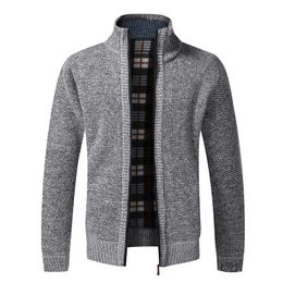 Suéter masculino de alta qualidade outono inverno jaqueta slim fit gola zíper homens sólido algodão grosso suéter quente 220907