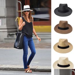 Stingy Brim Hats Wide Brim St Hats Mens Beach Cap Woman Summer Outdoor Sun Hat Men Women Big Cowboy Caps Fashion Accessories Wholesal Dhomv