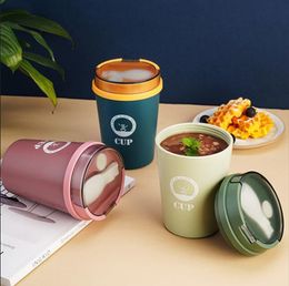 Andere Getränke -Utensilien Frühstückstasse mit Deckellöffel Suppe Brei Cup 500 ml können mikrowelle versiegelte tragbare Mini -Schüler -Mittagessenkinokintenkasse sein