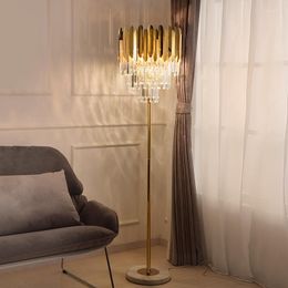 Floor Lamps Modern European D460mm H1600mm Golden K9 Crystal Light Indoor Lamp Nordic Candelabra For LED AC 100% D