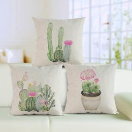 Pillow The Small Fresh Green Plant Cactus Bonsai Ink Style Pattern Case Simple Natural Home Sofa Decoration Cover