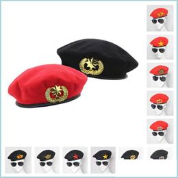 Berets Mens Womens Beret Hat Spring Autumn Winter Wool Felt Berets For Men Women Fashion European Us Army Caps British Style Sailor H Dhj6Y