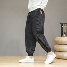 Men's Pants Cotton Linen Men Casual Harem Pants Baggy Comfortable Large Size 5XL Autumn Printed Sweatpants Male Trousers 220907