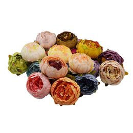 Faux Floral Greenery 1 Pcs 8 Cm Large Artificial Peony Flower Heads Diy Silk Flower Head For Wedding Home Party Decoration Flowers Fake Flower J220906