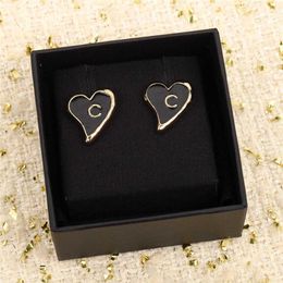 pendant shapes UK - 2022 Top quality Charm pendant necklace with black color in 18k gold plated stud earring heart shape for women wedding have box st340M2692