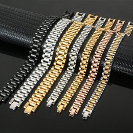 Punk Watchband Chain Bracelets 316L Stainless Steel IP Plated Men Women Accessories Hiphop Watch Bracelet INS Jewelry Wristbands Chains 10mm 15mm
