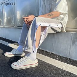 Men's Pants Side Buttons Men Pants Summer Plus Size S-3XL Fashion Patchwork High Street Causal Harem Trousers Male Teen Boys Chic Designed 220907