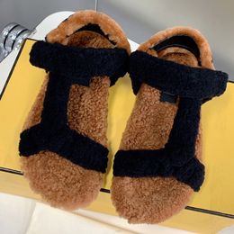 New Plush Sandals Autumn Winter Classic Fashion Atmosphere All match Net Red Star Recommended models can be paired with socks Indoor outdoor mules Sandals Designer