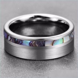 Band Rings Luxury High Polished Classic Simple Abalone Shell Men Steel Tungsten Ring Sier Wedding Jewellery 594 Q2 Drop Deliver Vipjewel Dhs9N