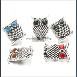 Other Hq Components Snap Button Jewellery Colorf Rhinestone Owl 18Mm 20Mm Metal Snaps Buttons Fit Bracelet Bangle Noosa Za Dhseller2010 Dhepk