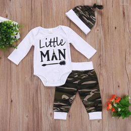 Clothing Sets Listing 2022 Ins Baby Boys Long Sleeve Letters Top Camouflage Trousers Hat Three Of Children's Suit