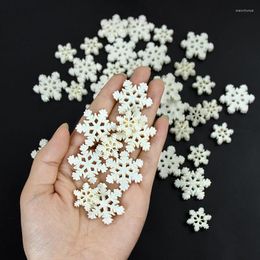 Christmas Decorations 20pcs 20/28mm White Glitter Snowflake Ornament DIY Scrapbooking Craft For Home Year Xmas Tree Decoration