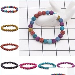 Charm Bracelets Lava Rock Stone Essential Oil Diffuser Bracelet Elastic Yoga Reiki Prayer Beads Bracelets Bangle For Wom Dhseller2010 Dhgqg