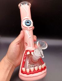 8.5 inch Pink Glass Water Bong Hookahs Unique Design Oil Dab Rigs Recycler Smoking Pipes with Female 18mm Joint